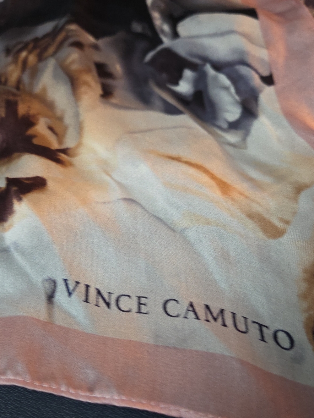 Vince Camuto 100% Silk Floral Scarf Pink Black Ivory